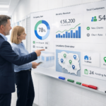 Dashboard operacyjny self storage prezentujący obłożenie, przychody i liczbę klientów w czasie rzeczywistym