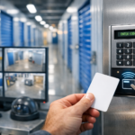 Nowoczesny obiekt self storage wyposażony w elektroniczny system kontroli dostępu z kartą RFID oraz monitoring wizyjny CCTV, umożliwiający całodobową ochronę przechowywanego mienia.